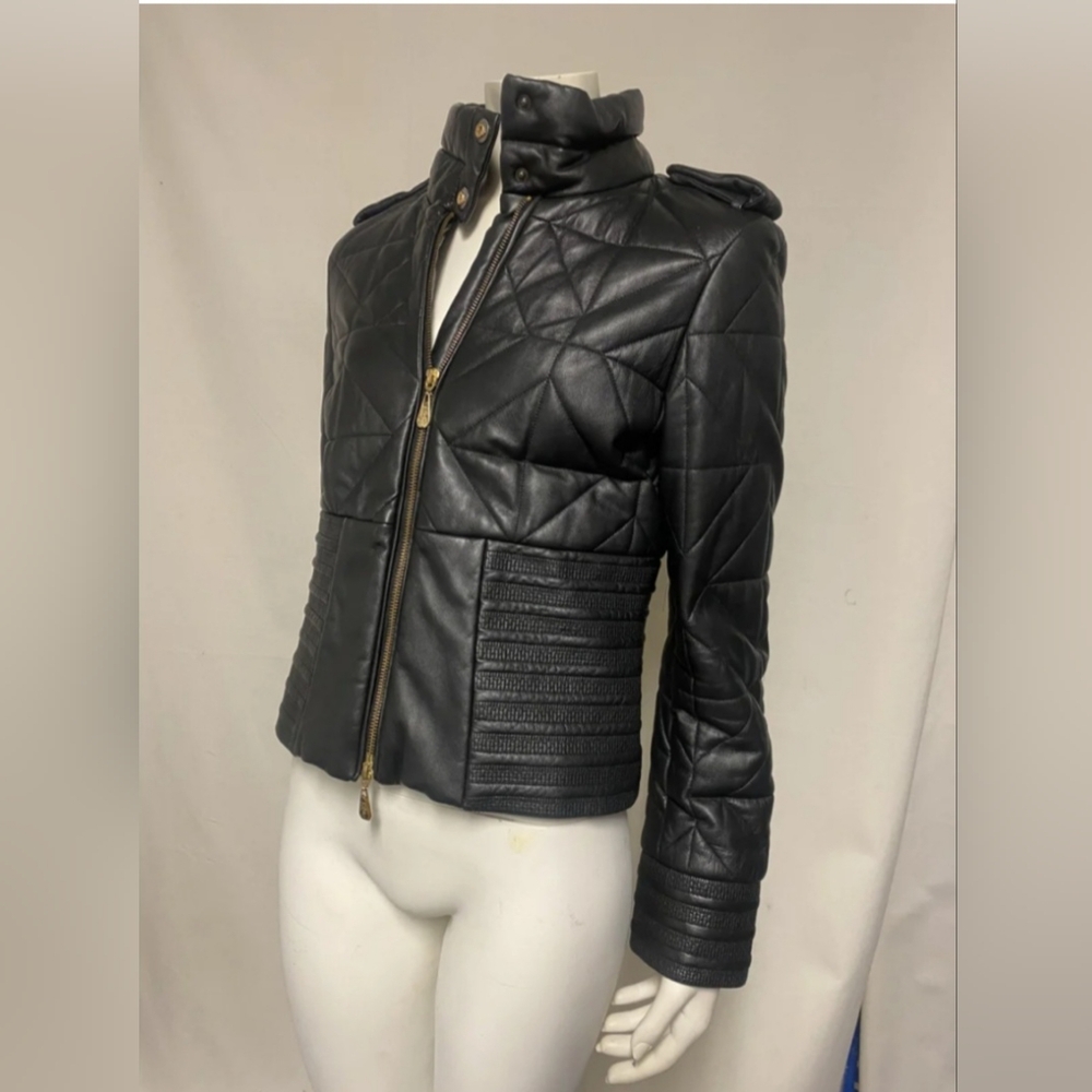 Versace Collection Black Quilted Women's Leather Jacket